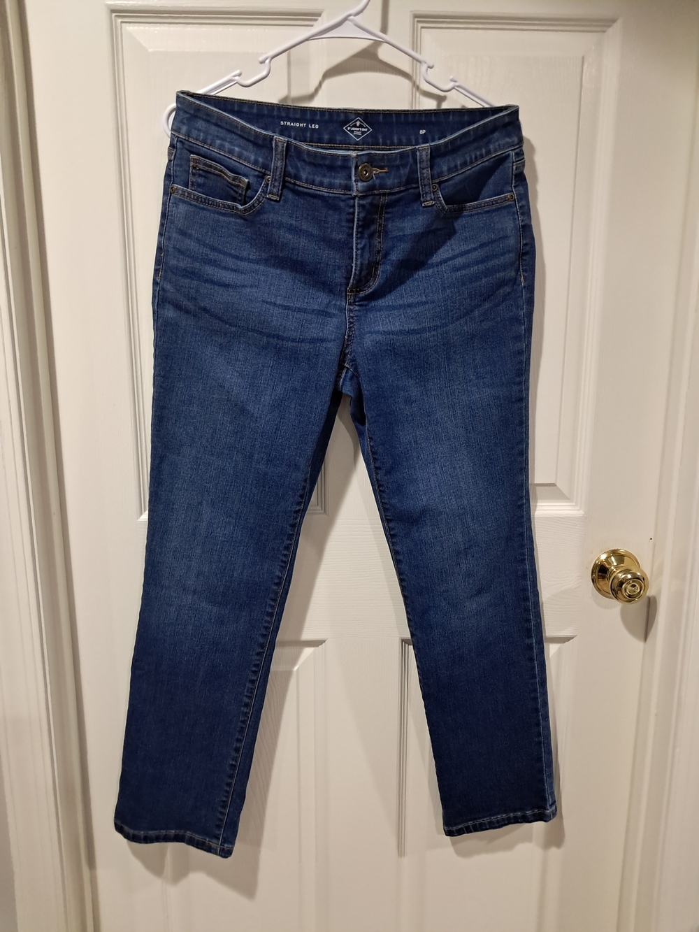 St. John's Bay Women's Straight Leg Jeans - Deep Blue Denim